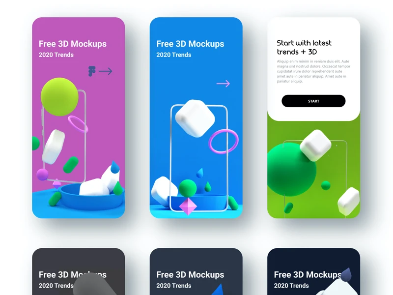 3D Models App Mockups for Figma freebie preview