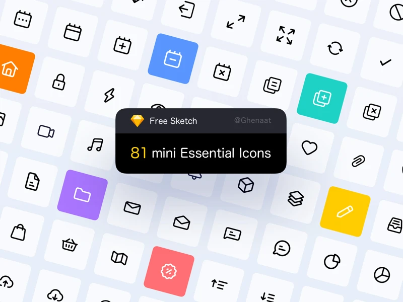81 Mini Essential Icons for Sketch freebie preview
