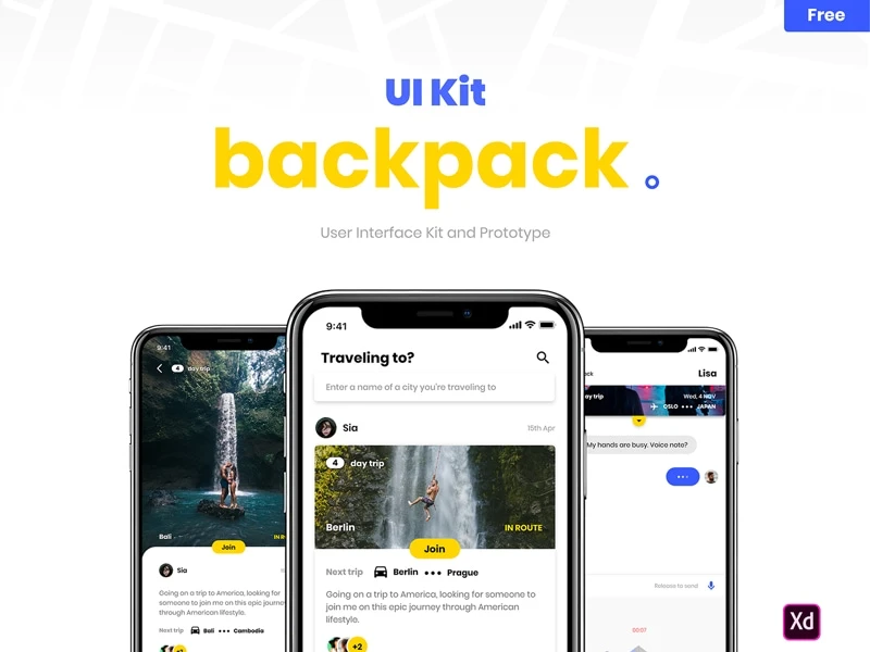 Backpack - UI Kit Free for Adobe XD freebie preview