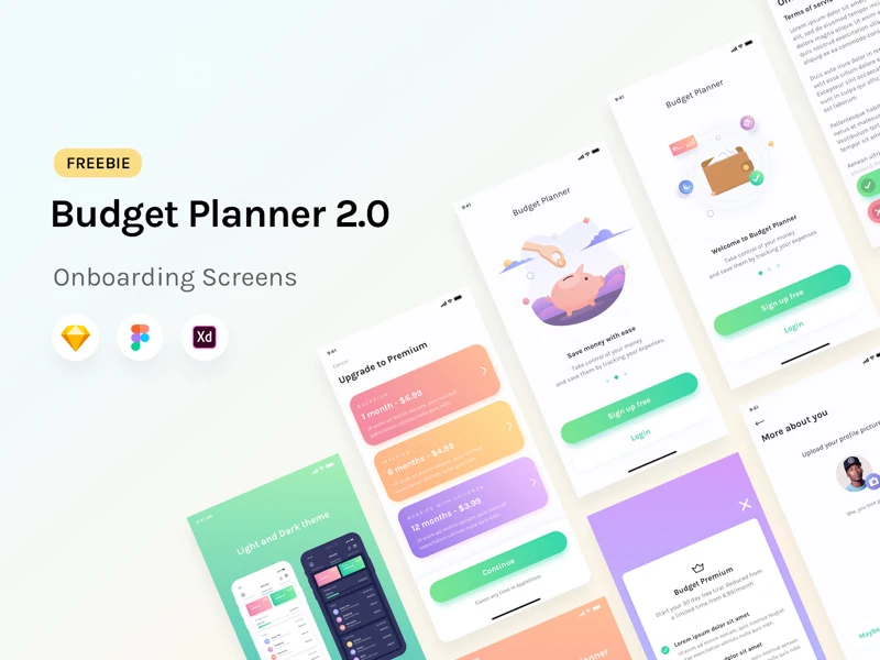 Budget Planner: Onboarding Screens UI Kit freebie preview