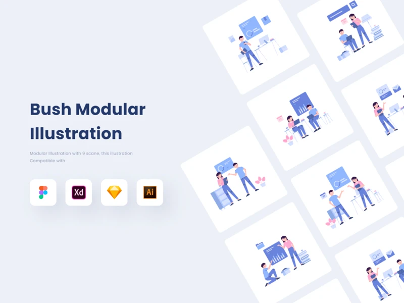 Bush Modular Illustration Kit freebie preview