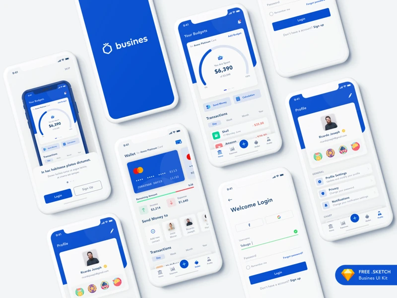 Busines - Bank App for Sketch freebie preview
