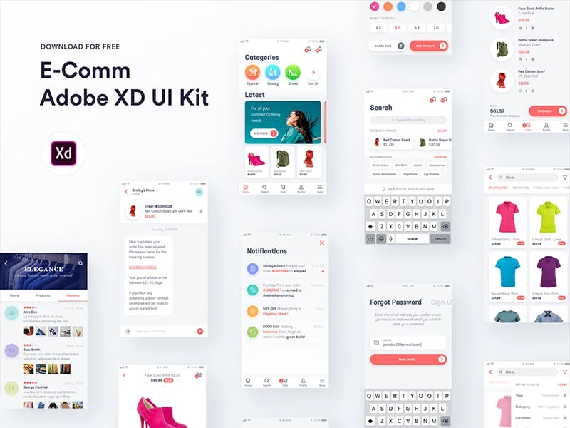E-Comm Adobe XD UI Kit freebie preview