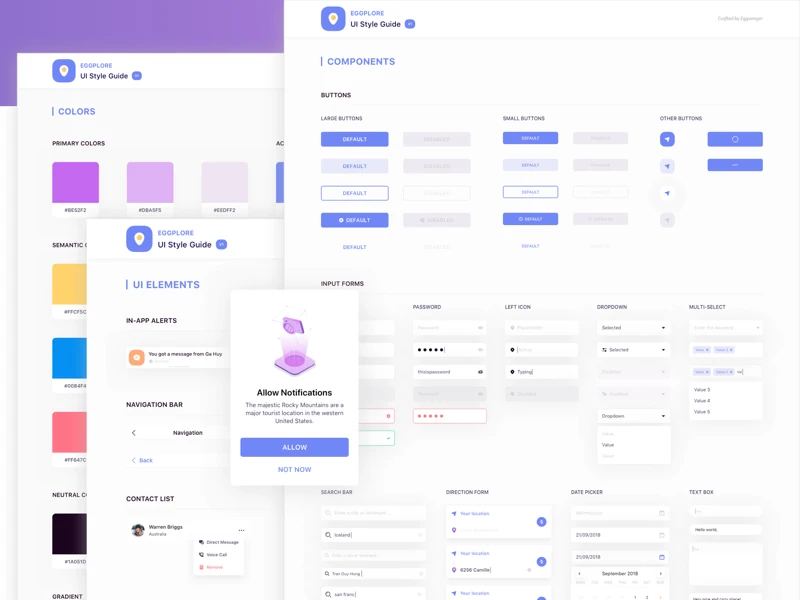 Eggplore UI Style Guide freebie preview