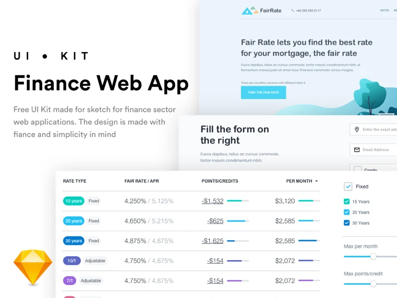 FairRate - Finance Web App UI Kit freebie preview