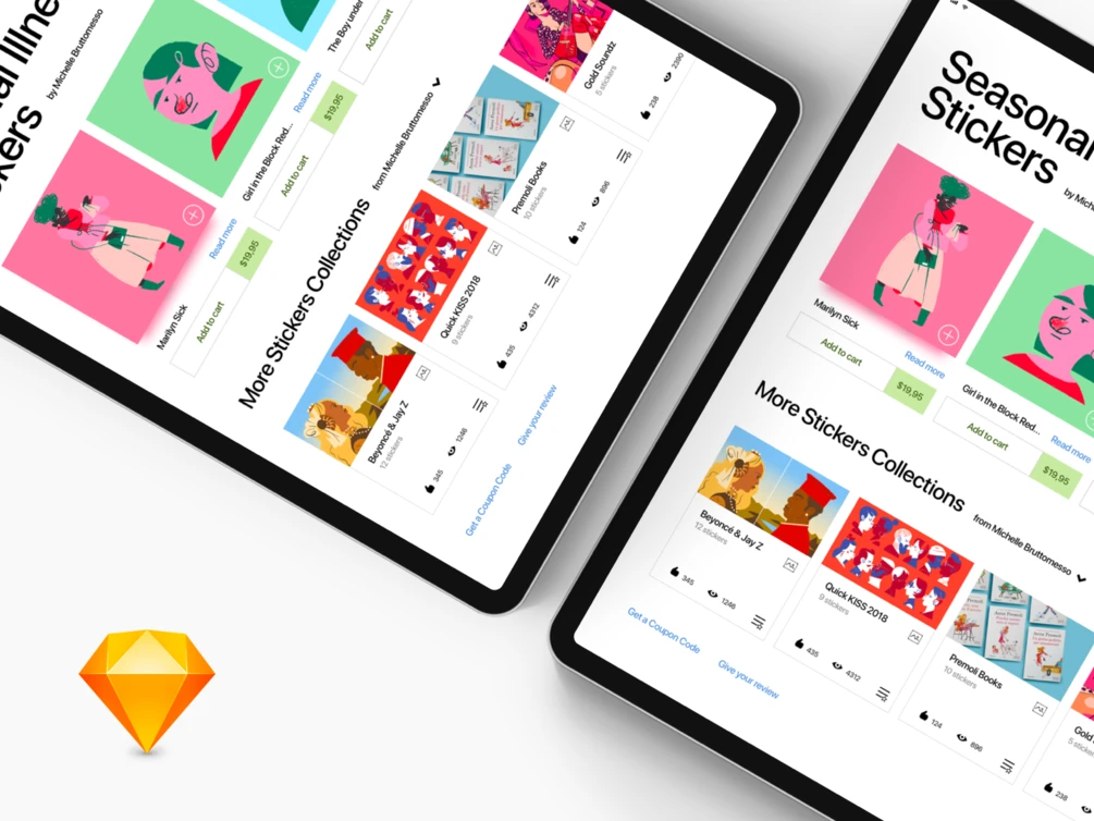 Stickers Shop App UI Kit freebie preview