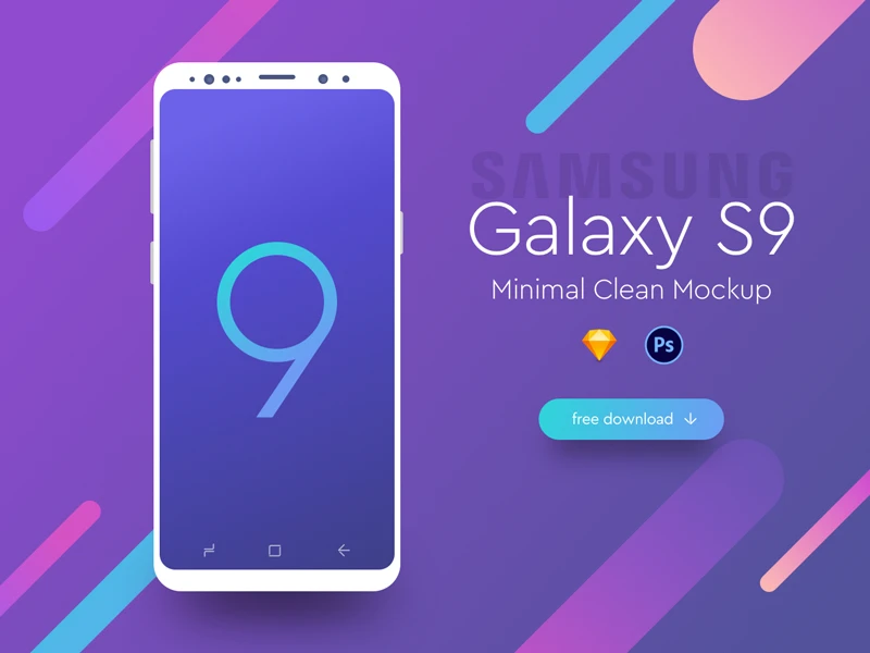 Samsung Galaxy S9 Minimal Flat Mockup freebie preview