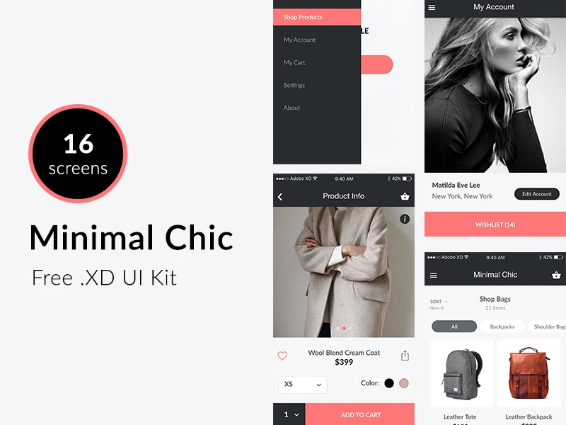 Minimal Chic - Free UI Kit freebie preview