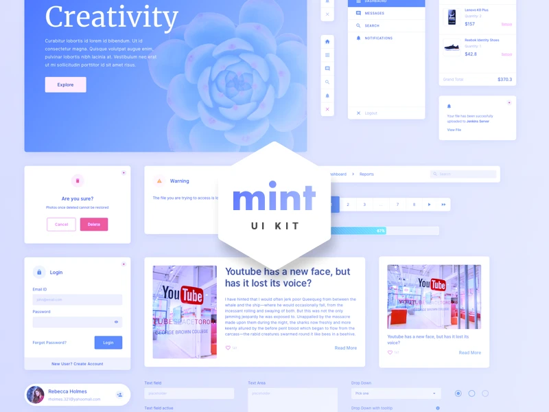 Mint - Free Sketch UI Kit freebie preview