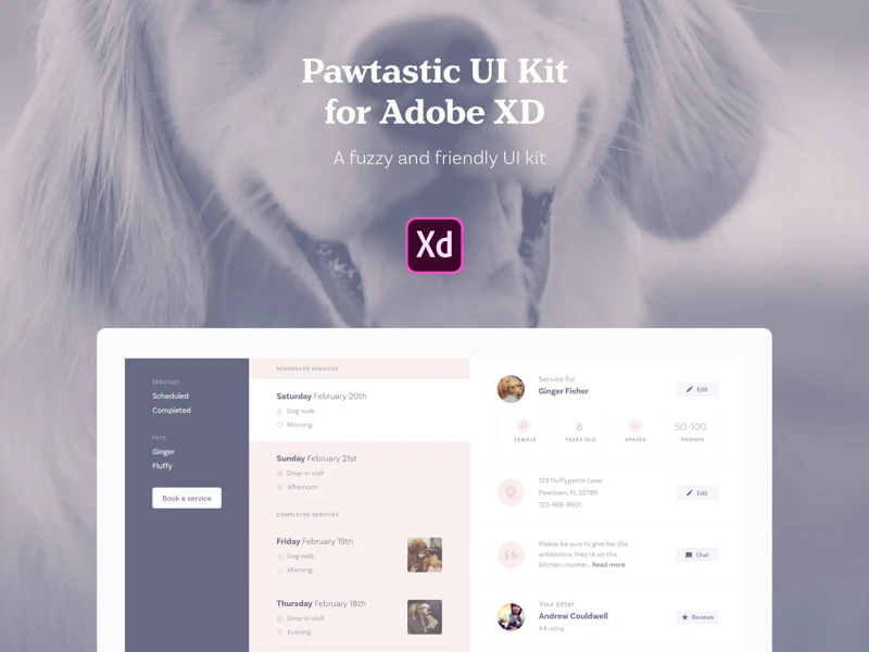 Pawtastic UI Kit for Adobe XD freebie preview