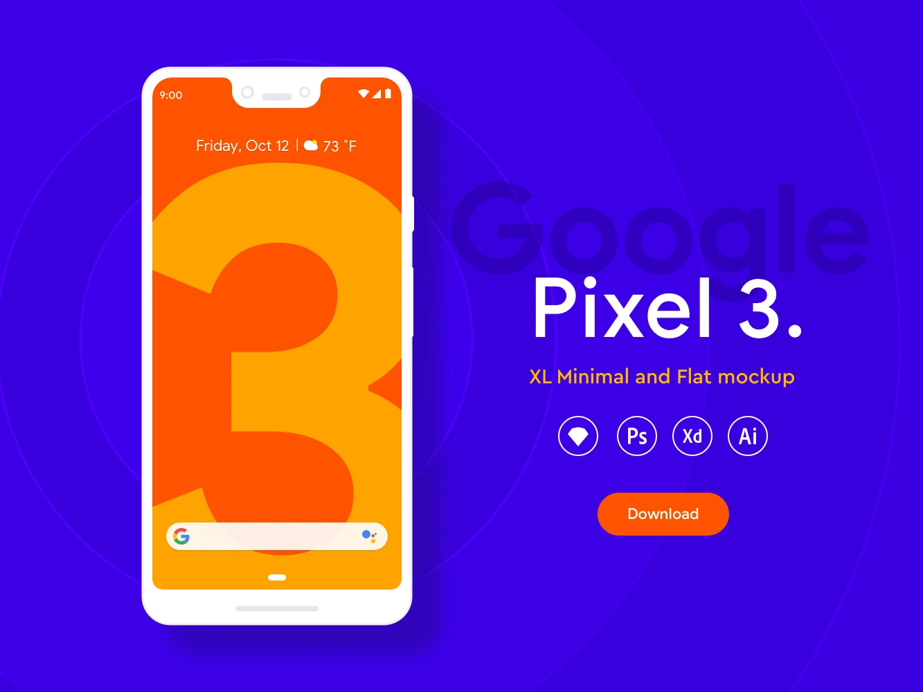 Google Pixel 3 XL Flat Mockups - 1