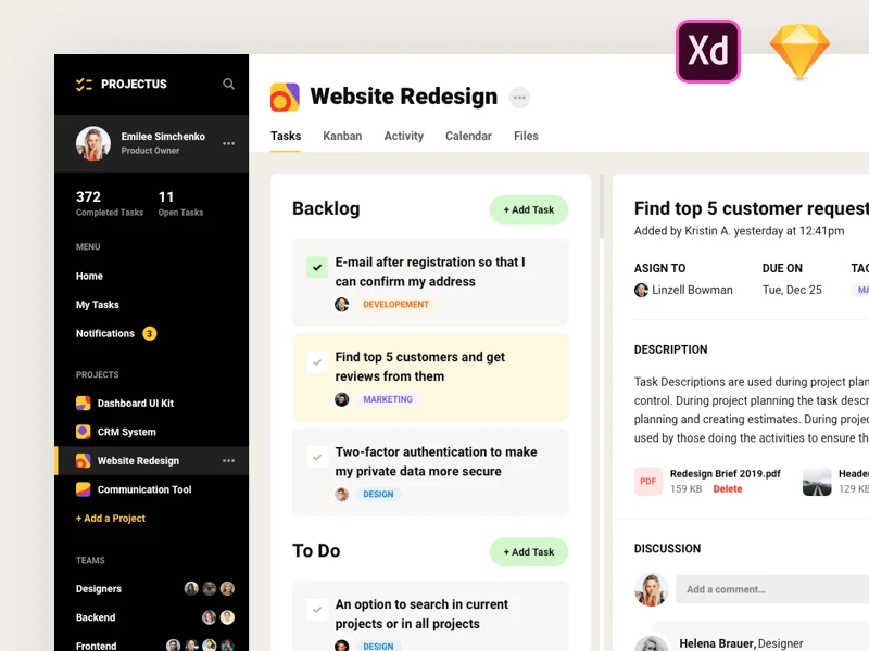 Project Management Tool UI Kit freebie preview