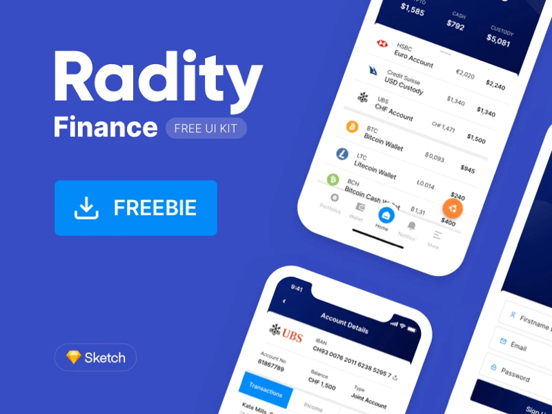 Radity - Finance UI Kit freebie preview