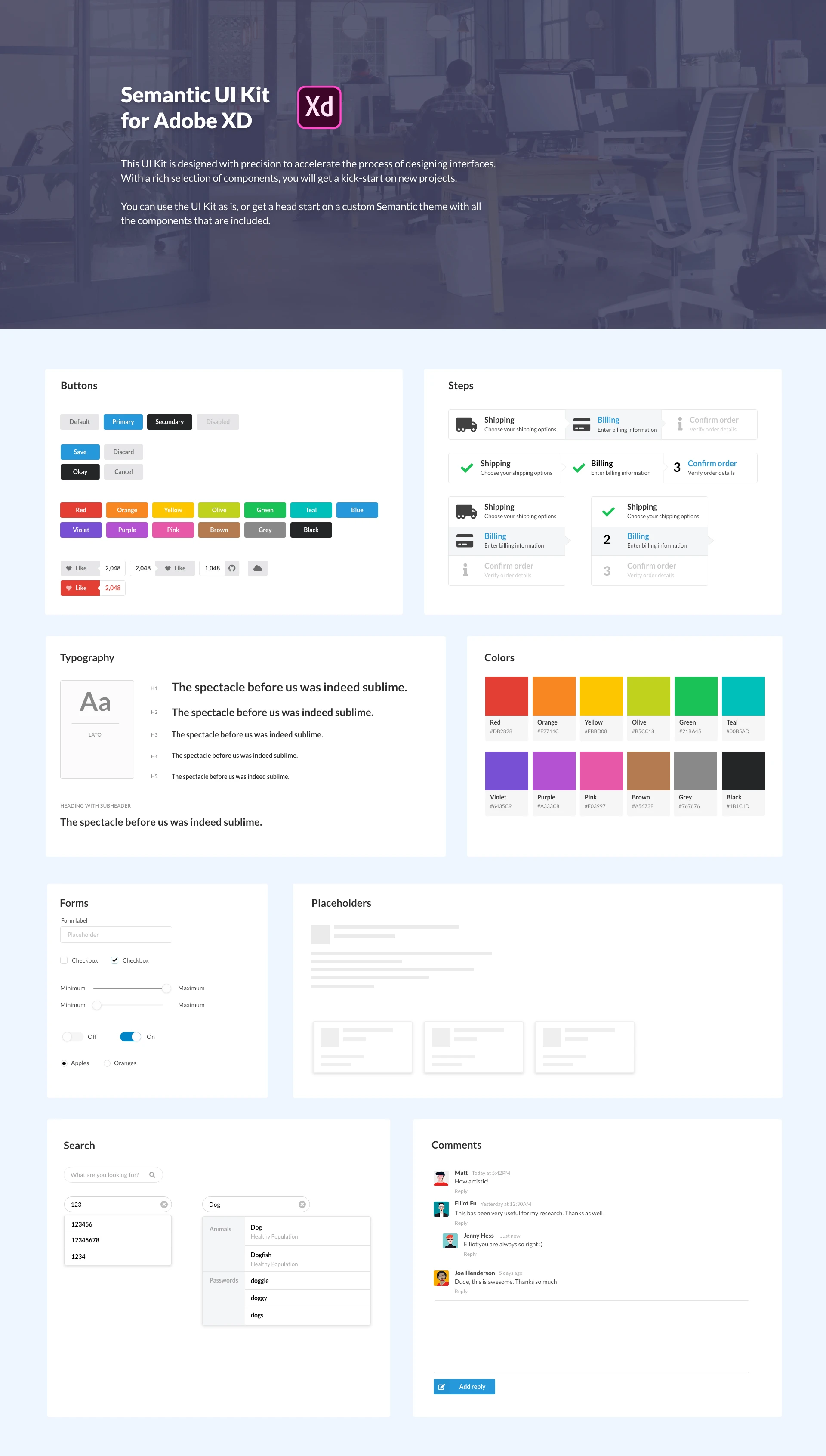 Semantic UI Kit for Adobe XD - 1