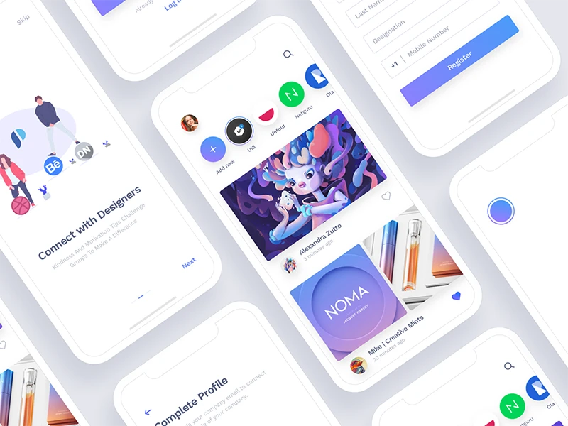 Social App for Designers freebie preview