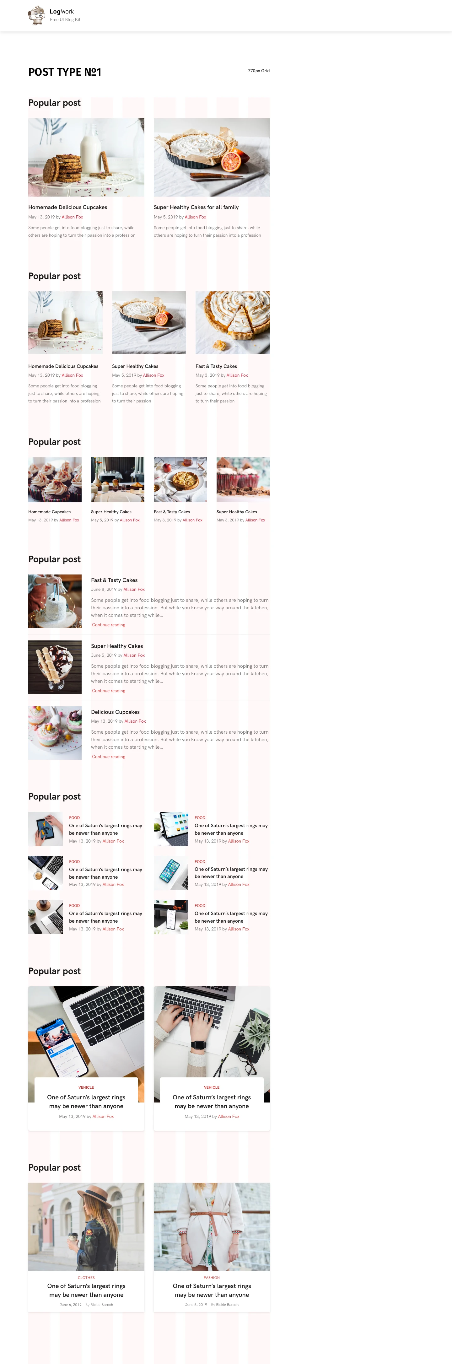 UI Blog Kit Template for Sketch - 3