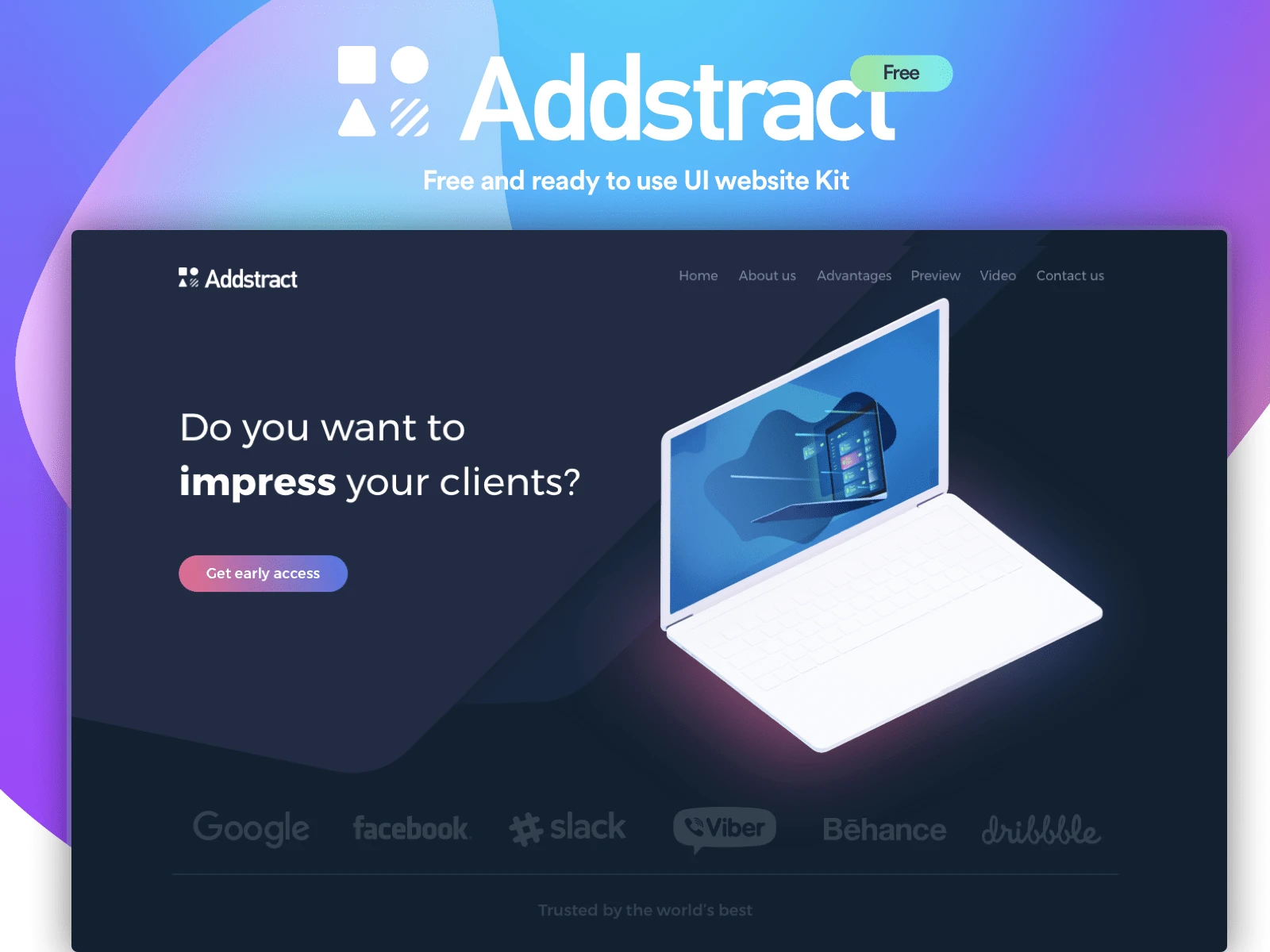 Addstract Free UI Kit freebie preview