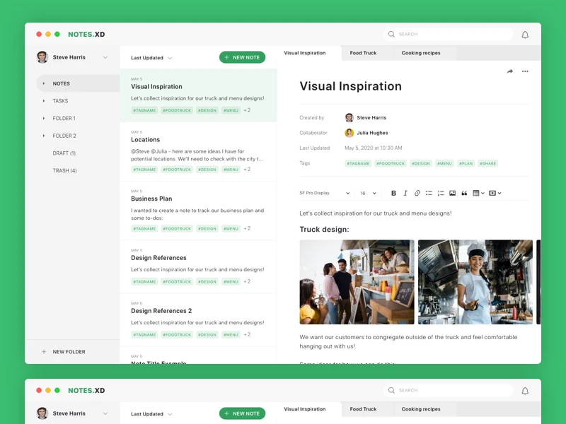 Adobe Note UI Kit for Adobe XD freebie preview