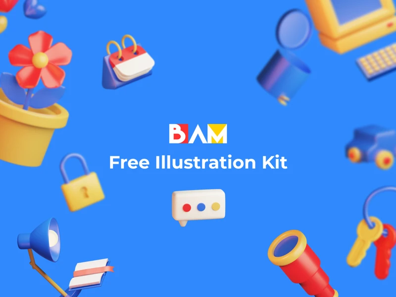 BAM Free 3D Illustration Kit freebie preview