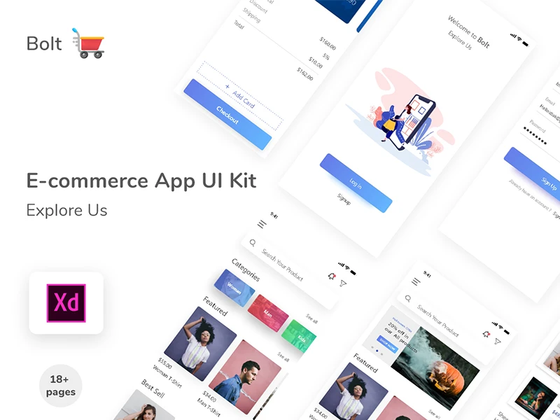 Bolt E-commerce App UI Kit freebie preview