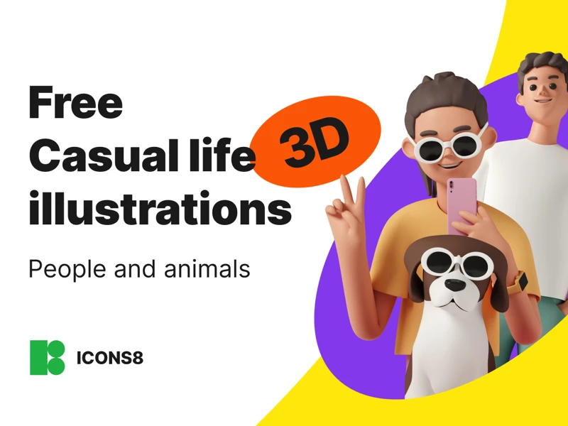 Casual Life 3D Free Illustrations for Figma freebie preview
