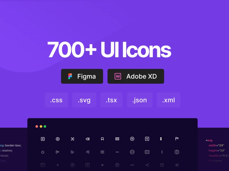 700+ UI Icons for Figma and Adobe XD freebie preview