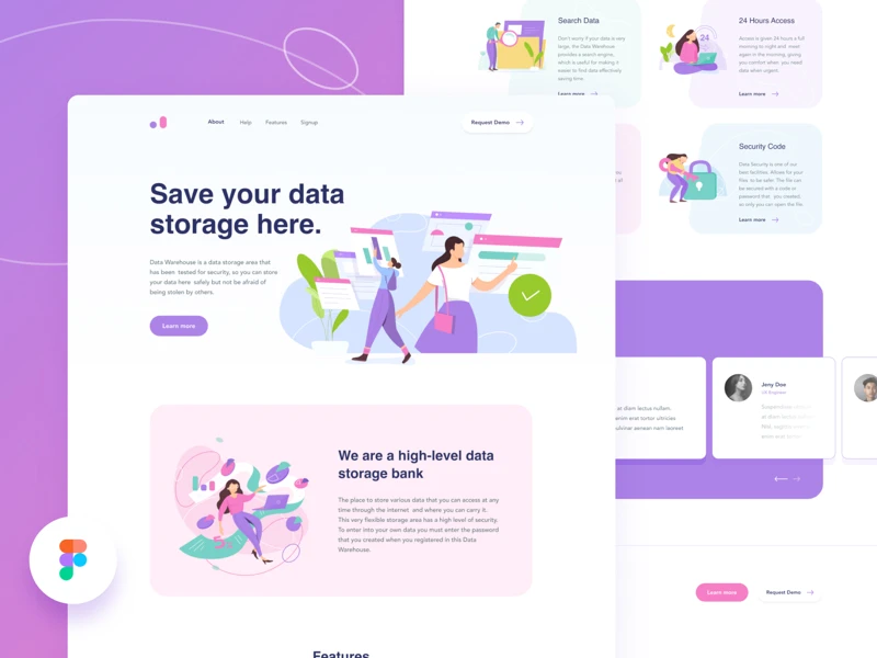 Data Warehouse Landing Page for Figma freebie preview