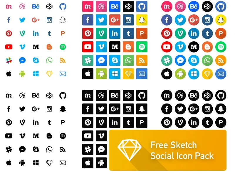 Extended Social Icon Pack freebie preview
