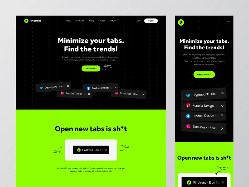 Findtrend Free Landing Page for Figma freebie preview