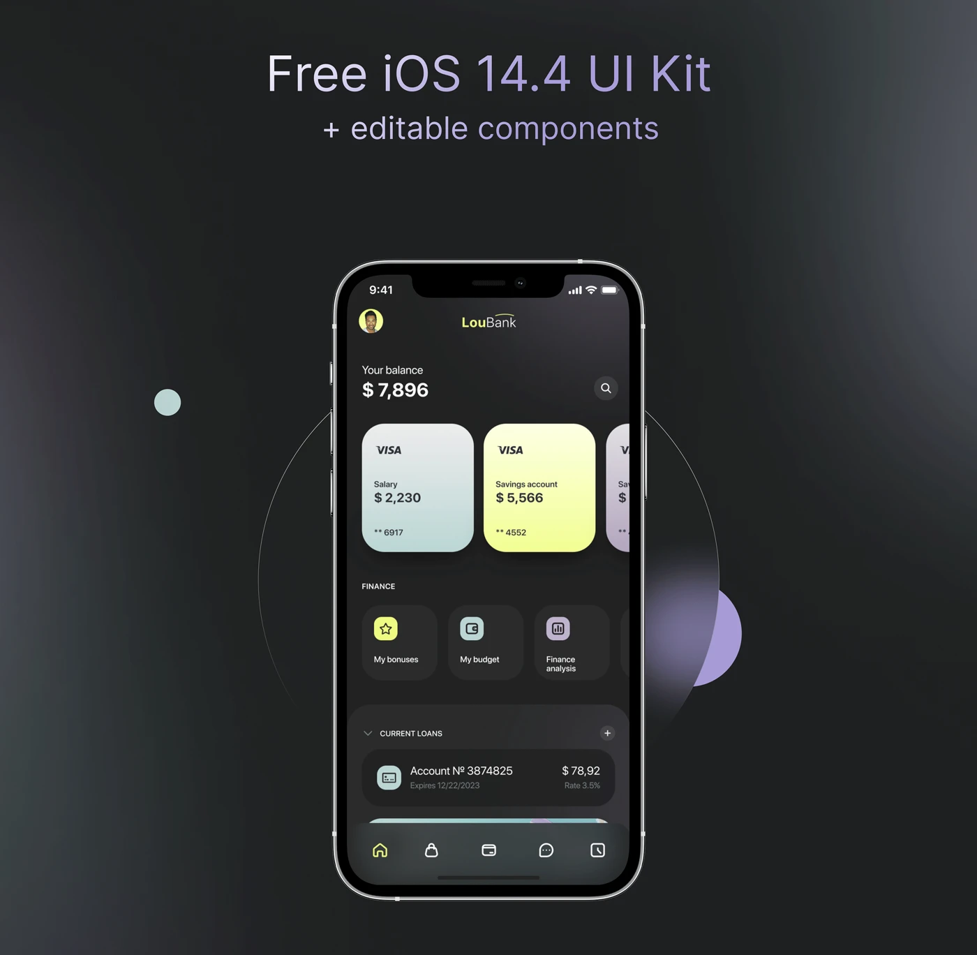 Banking App iOS Free UI Kit for Figma - 1