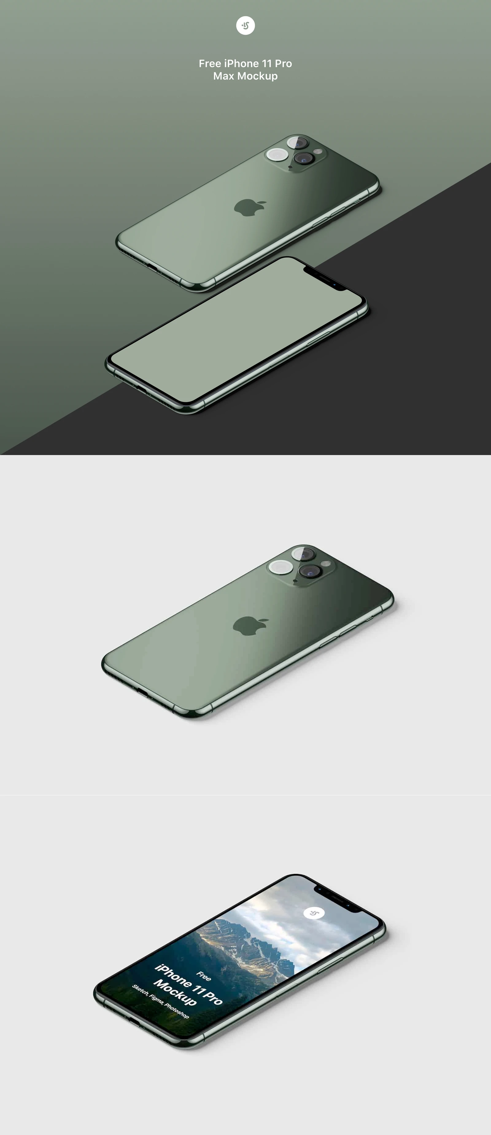 Free iPhone 11 Pro Isometric Mockup - 1
