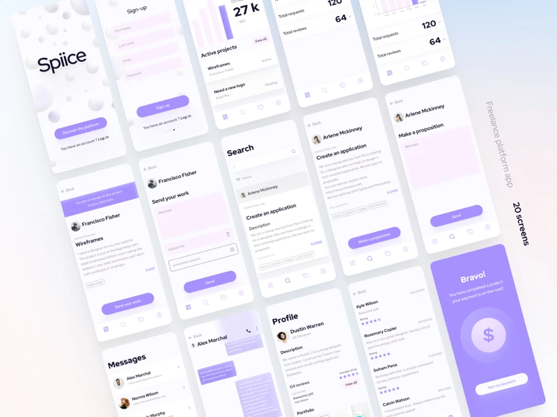Freelance Platform UI Kit for Figma freebie preview