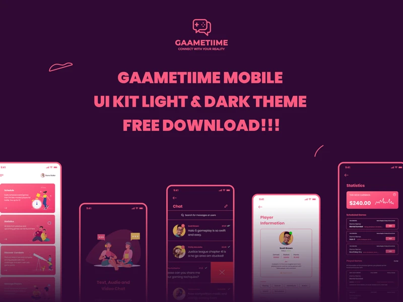 Gaametiime Free UI Kit for Figma freebie preview