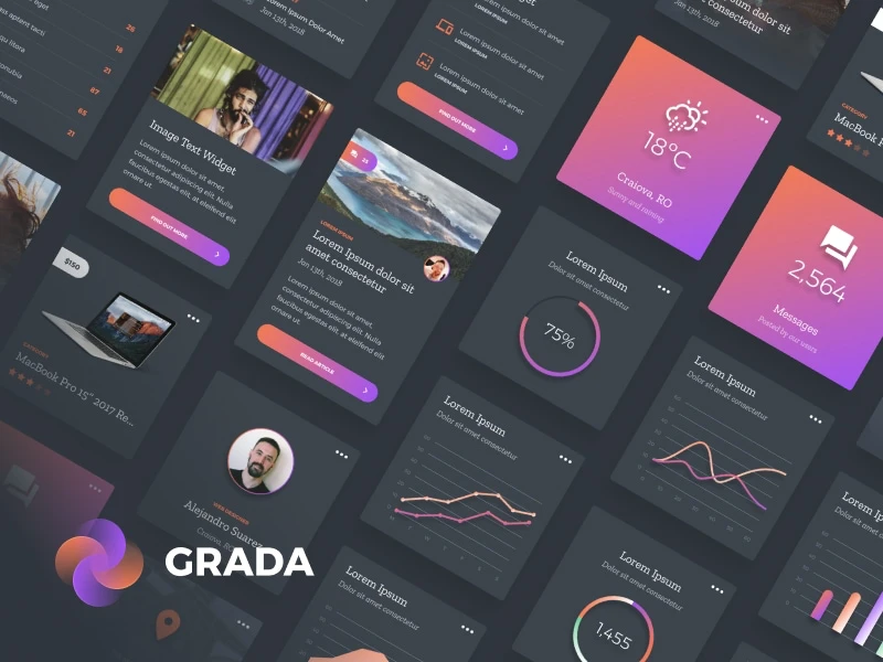 Grada Free Figma UI Kit freebie preview