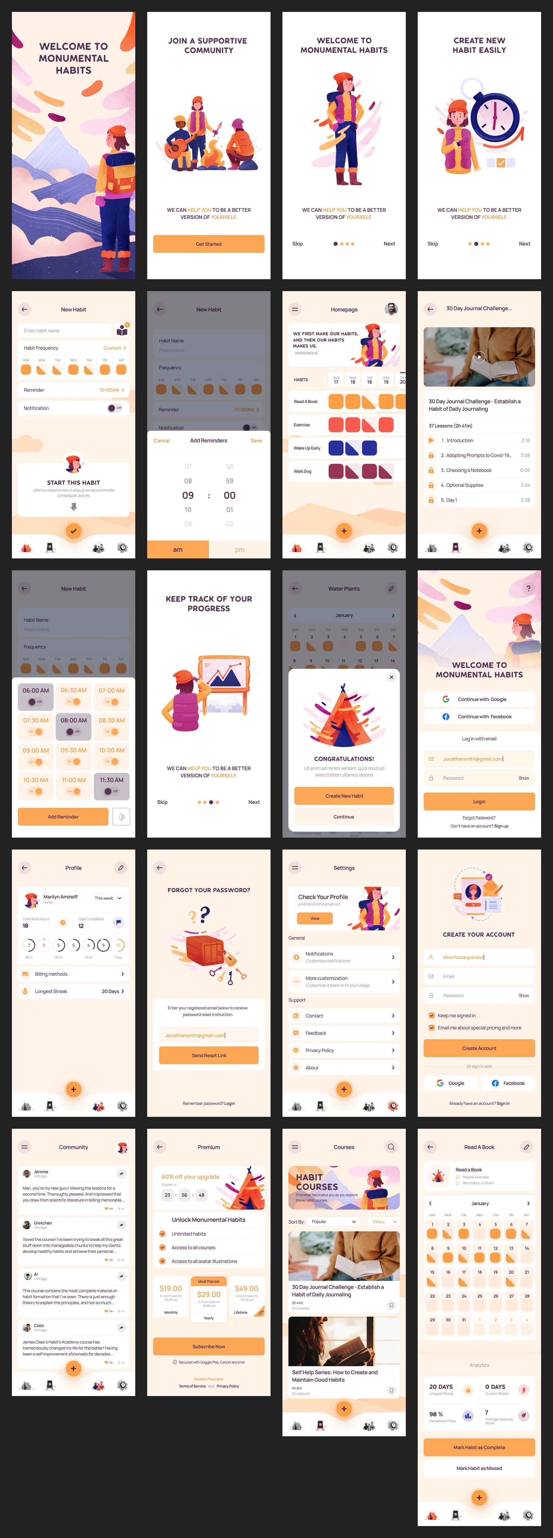 Habit Builder Free UI Kit for Figma - 1