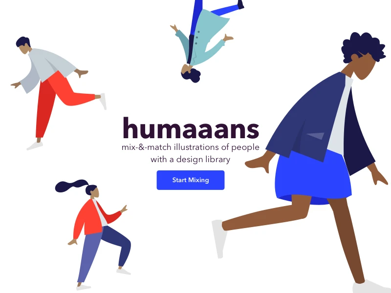 Humaaans: Mix & Match illustration library freebie preview