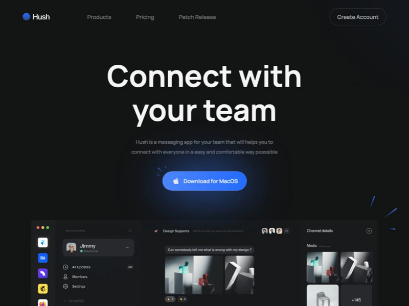 Hush - Free Webflow Template freebie preview