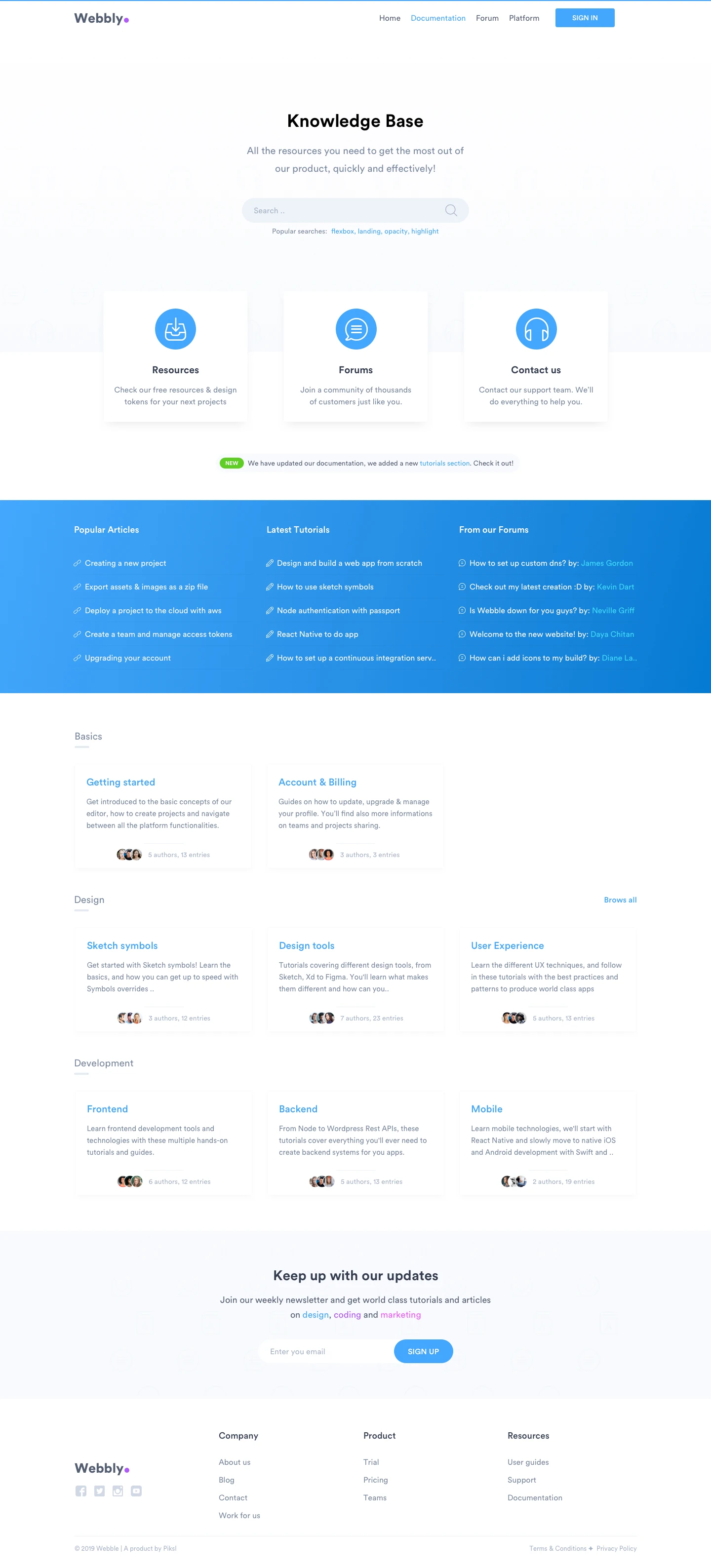 Knowledge Base Landing Page for Sketch - 1