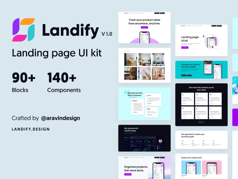 Landify - Free Landing Page UI Kit for Figma freebie preview