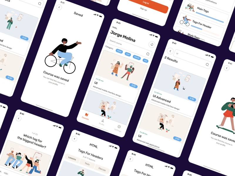 Learning Free Mobile App for Figma freebie preview