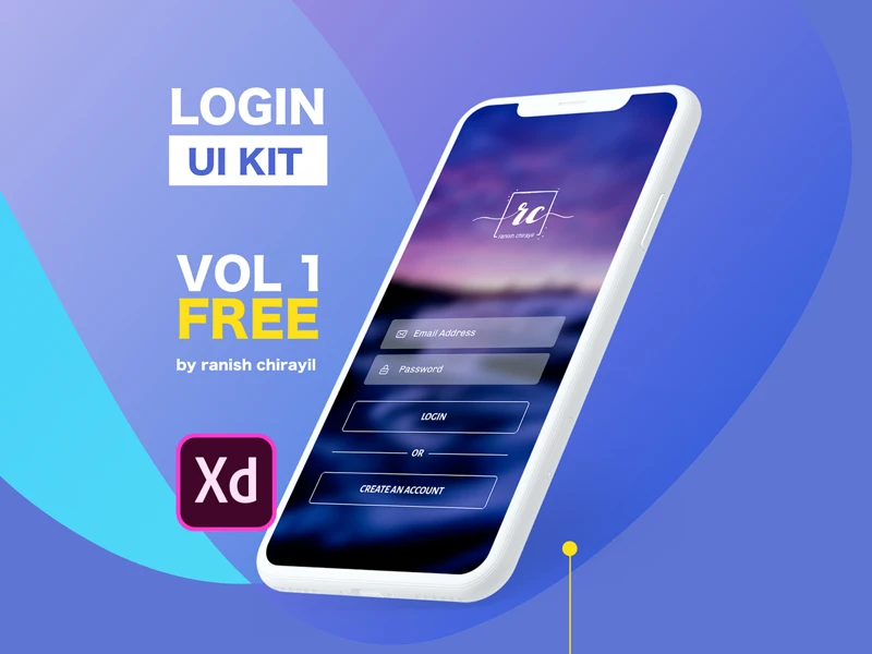 Login UI Kit for Adobe XD freebie preview