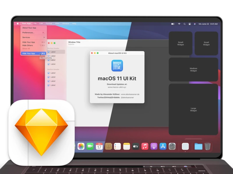 macOS 11 Big Sur Free UI Kit for Sketch freebie preview