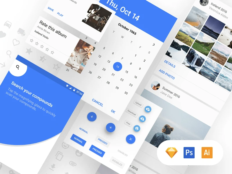 Material Design UI Kit freebie preview