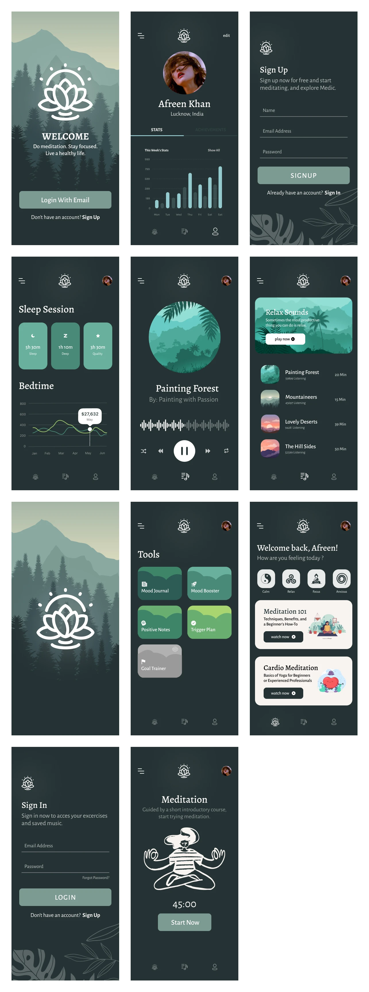 Medic Free Meditation App for Figma - 1