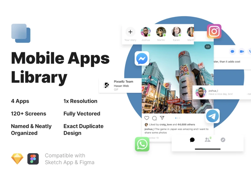 Mobile Apps Library for Sketch & Figma freebie preview