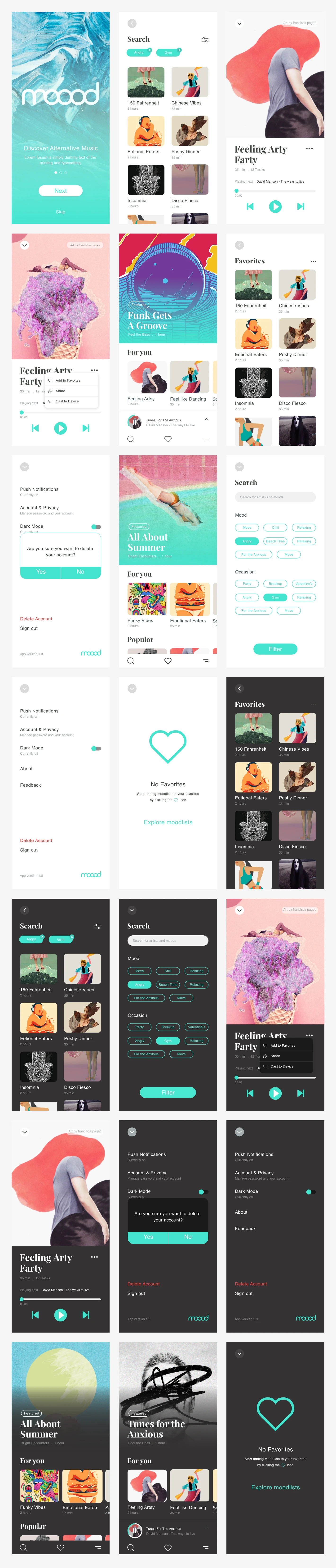 Moood Music App UI Kit for Adobe XD - 1