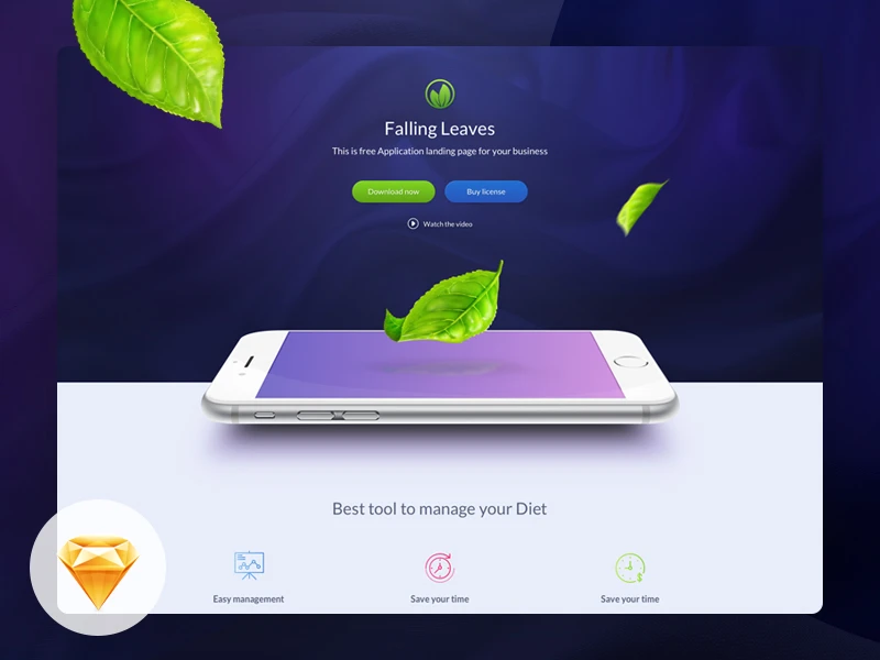 One Page App Landing Page freebie preview