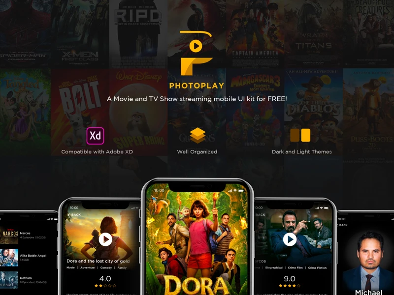 Photoplay Free UI Kit for Adobe XD freebie preview