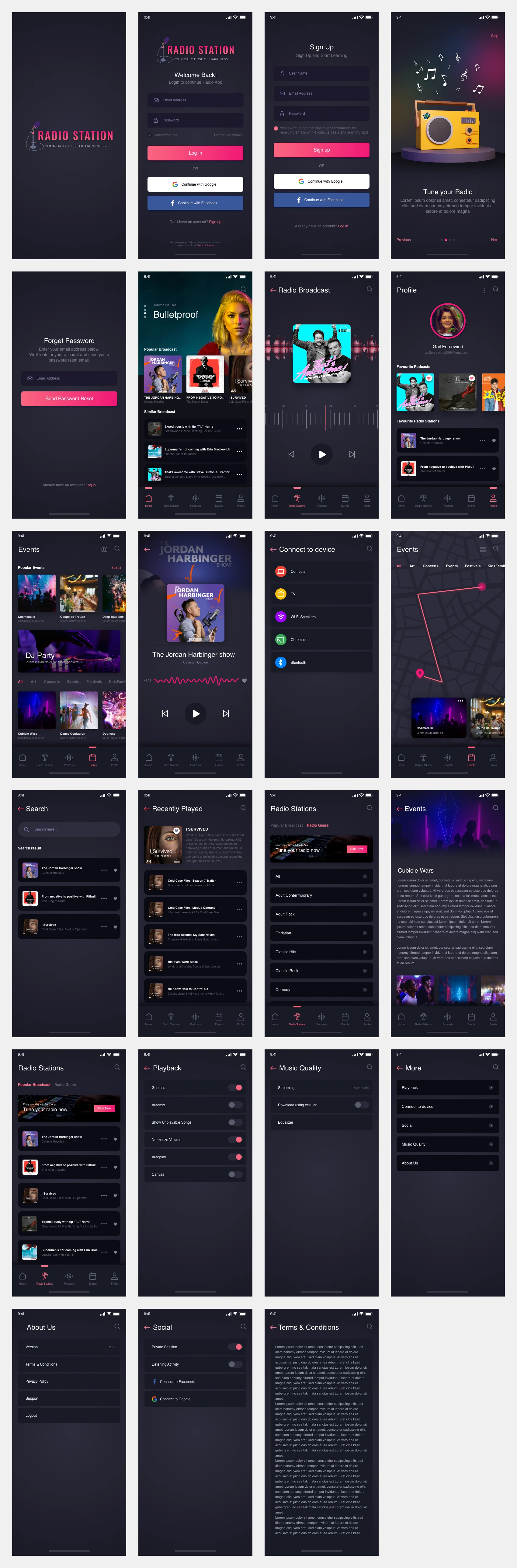 Podcast App Free UI Kit for Adobe XD - 1