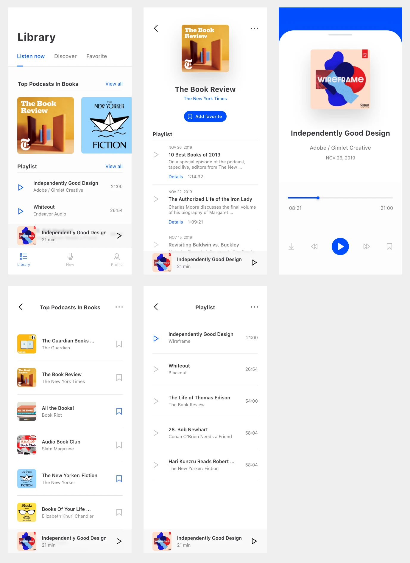 Podcast App UI Kit for Adobe XD - 1